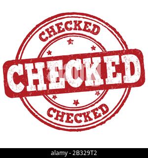 Vérification du tampon en caoutchouc de grunge sur l'illustration vectorielle blanche Illustration de Vecteur
