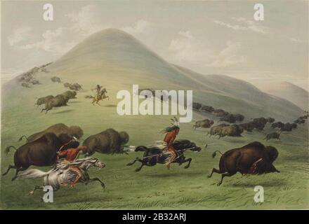 George Catlin - Chasse Au Buffalo. Banque D'Images