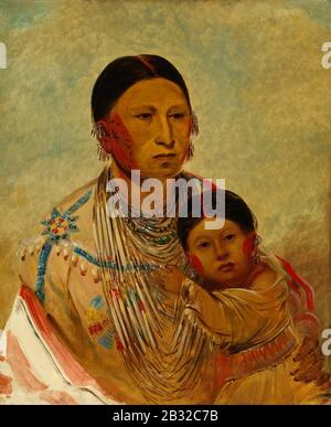 George Catlin - Ru-ton-ye-wee-ma, Schutage du pigeon, Épouse de White Cloud Banque D'Images