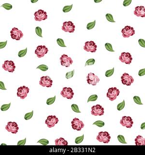 magnifique motif de fleurs de roses sur fond blanc Illustration de Vecteur