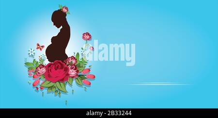 Affiche de vente de jour pour femme pour femme enceinte ou fille pour Happy International Women's Days Illustration de Vecteur