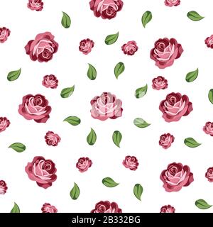 magnifique motif de fleurs de roses sur fond blanc Illustration de Vecteur