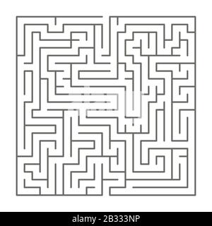 Labyrinthe complexe carré, silhouette noire sur blanc Illustration de Vecteur