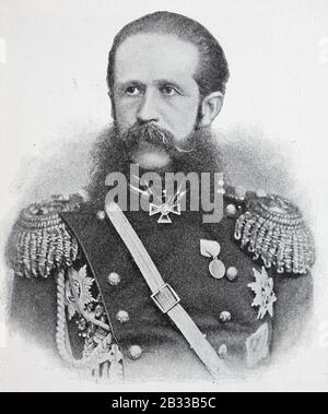 Le comte Iosif Vladimirovich Romeyko-Gurko, 1828 - 1901, également connu sous le nom de Joseph ou Ossip Gourko, fut un éminent maréchal russe pendant la guerre russo-turque (1877-1878) / Graf Iosièges Vladimirovich Romeyko-Gurko, 1828 - 1901, auch bekannt als Joseph Ossip Gourko, 181878-Russchischäuschrchen (1878). Historisch, numérique amélioration de la reproduction d'un original du XIXe siècle / digitale Reproduktion einer Originalvorlage aus dem 19. Jahrhundert, Banque D'Images