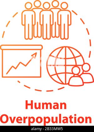 Icône concept de surpopulation humaine. Augmentation du taux de natalité. Population internationale. Empreinte écologique. Illustration de l'idée de la société en ligne mince. Vecteur Illustration de Vecteur