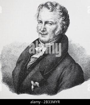 Friedrich Wilhelm Heinrich Alexander von Humboldt (14 septembre 1769 - 6 mai 1859) était un polymath prussien, géographe, naturaliste, explorateur, et promoteur de la philosophie et de la science romantiques / Friedrich Wilhelm Heinrich Alexander von Humboldt (14. Septembre 1769 - 6. Mai 1859) guerre ein preußischer Polymath, Geographe, Naturaforscher, Entdecker und Befürworter der romantischen Philoshie und Wissenschaft, Historisch, Digital amélioration de la reproduction d'un original du XIXe siècle / digitale Reproduktion einer Originalvorlage dem 19. Jahrhundert, Banque D'Images