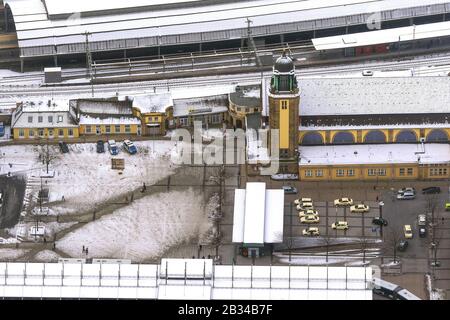 Gare principale de Hagen, vue aérienne, Allemagne, Rhénanie-du-Nord-Westphalie, région de la Ruhr, Hagen Banque D'Images