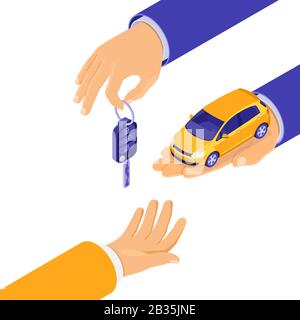 Vente Achat Location Partage Voiture Isométrique Illustration de Vecteur