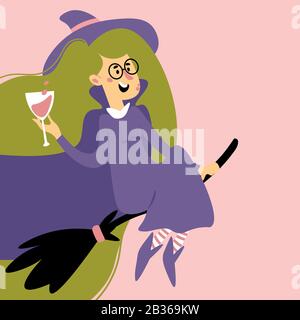 Joli dessin animé effet dessin animé halloween sur fond couleur Illustration de Vecteur