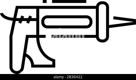 Icône de la ligne de traitement du foret de travail, signe de concept, illustration vectorielle du contour, symbole linéaire. Illustration de Vecteur