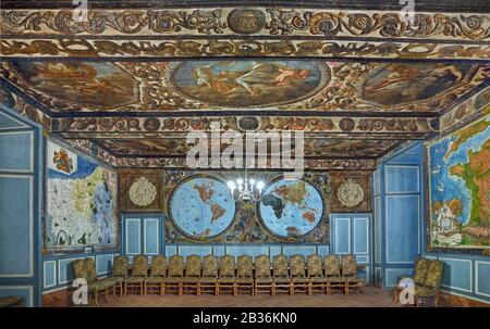 France, Seine-Martime, Mesnières-en-Bray, Château de Mesnières-en-Bray, la salle des cartes Banque D'Images