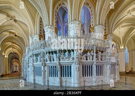 France, Eure-et-Loir, Chartres, cathédrale Notre Dame (notre Dame) de Chartres classée au patrimoine mondial par l'UNESCO, la chorale d'écran Banque D'Images