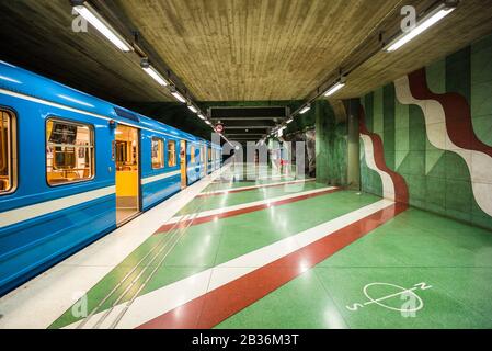 Suède, Stockholm, Métro Stockhom, Station Kungstradgarden Banque D'Images