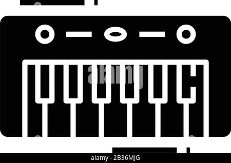 Icône noire du clavier musical, illustration du concept, symbole plat vectoriel, signe glyphe. Illustration de Vecteur