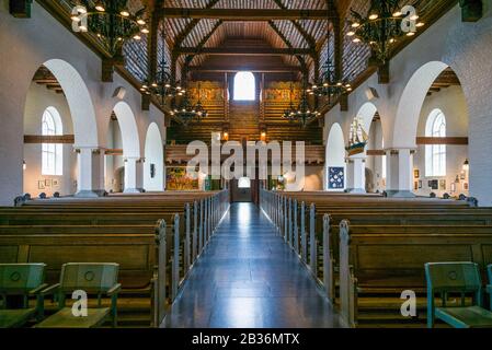 Suède, Vastragotland et Bohuslan, Göteborg, église de Masthuggs kyrkan, intérieur Banque D'Images