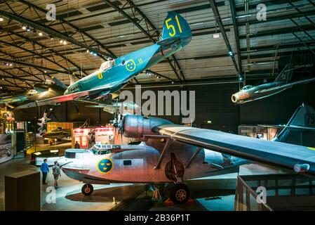 Suède, Sud-est de la Suède, Linkoping, Flygvafen Museum, Swedish Air Force Museum, avions de l'époque des années 1950 avec un hydravion PT-47 Consolidated PBY-5 A Catalina Banque D'Images