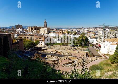 Espagne, Andalousie, Costa Del Sol, Malaga, Théâtre Romain Banque D'Images