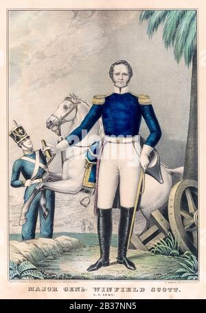 Major général Winfield Scott (1786-1866), armée américaine, portrait imprimé par EB & EC Kellogg, 1847-1848 Banque D'Images