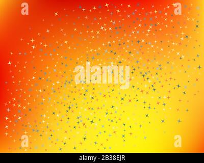 Fond rouge orange. Étoiles confetti. Fantaisie colorifique élémentaire. Étoiles confetti. Fond confetti avec étoiles. Illustration de Vecteur