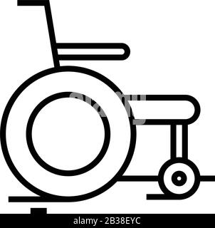 Icône de ligne de fauteuil roulant, signe concept, illustration vectorielle de contour, symbole linéaire. Illustration de Vecteur