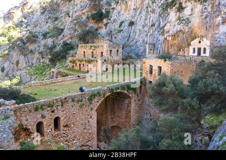 Le monastère de Katholiko (église de St Jean l'Hermit), près du monastère de Gouverneto, la Crète de la Canée Banque D'Images