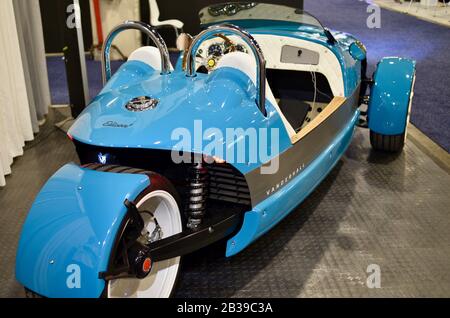 Le Vanderhall Edison 2, entièrement électrique, est un roadster à trois roues (classé comme trike pour motocyclettes) exposé lors du plus grand salon commercial au monde au ces, Las Vegas, NV, États-Unis Banque D'Images
