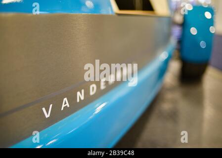 Le Vanderhall Edison 2, entièrement électrique, est un roadster à trois roues (classé comme trike pour motocyclettes) exposé lors du plus grand salon commercial au monde au ces, Las Vegas, NV, États-Unis Banque D'Images