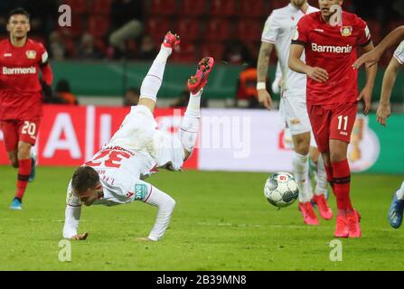 Leverkusen, Allemagne. 04 mars 2020. FIRO: 04.03.2020 Football, 2019/2020 FDB Cup quarts de finale Bayer Leverkusen - Union Berlin. Marcus Ingvartsen, duels | usage dans le monde crédit: DPA/Alay Live News Banque D'Images