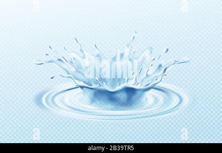 Illustration réaliste de la couronne d'eau isolée sur fond bleu transparent. L'effet réel de la transparence. Illustration vectorielle Illustration de Vecteur