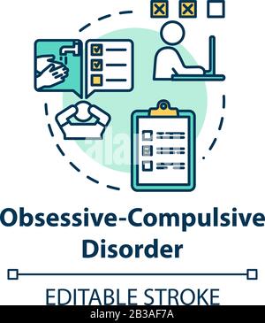 Icône de concept de trouble compulsif obsessionnel. OCD. Maladie mentale. Psychologie, psychiatrie. Illustration de la ligne fine de l'idée de santé. Vecteur isolé Illustration de Vecteur