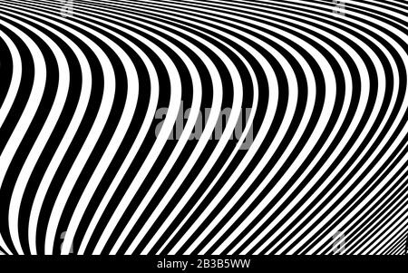 Motif vagues noir et blanc. Image numérique avec bandes psychédéliques. Banque D'Images