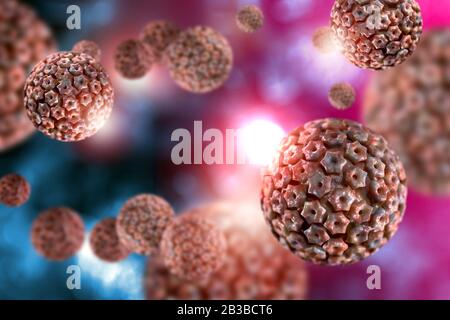 Illustration conceptuelle des cellules du virus de l'herpès simplex de la maladie infectieuse Banque D'Images