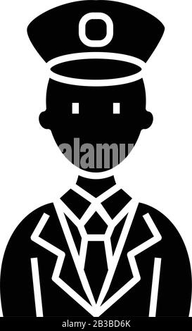 Icône noire du policier, illustration du concept, symbole vectoriel plat, signe glyphe. Illustration de Vecteur