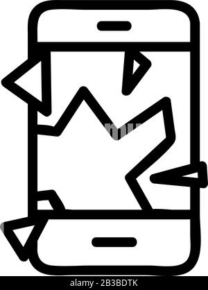 Icône de téléphone brisée. Illustration du symbole de contour isolé Illustration de Vecteur