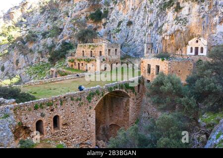 Le monastère de Katholiko (église de St Jean l'Hermit), près du monastère de Gouverneto, la Crète de la Canée Banque D'Images