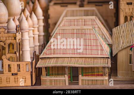 Cabane en bois faite à la main au Bangladesh. Banque D'Images