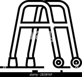 Icône de ligne d'aide à la marche, signe de concept, illustration vectorielle de contour, symbole linéaire. Illustration de Vecteur