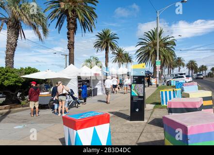 Marché St Kilda Esplanade, L'Esplanade, St Kilda, Melbourne, Victoria, Australie Banque D'Images