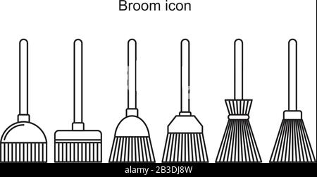 Modèle d'icône de balai couleur noire modifiable. Symbole d'icône de balai illustration vectorielle plate pour la conception graphique et Web. Illustration de Vecteur