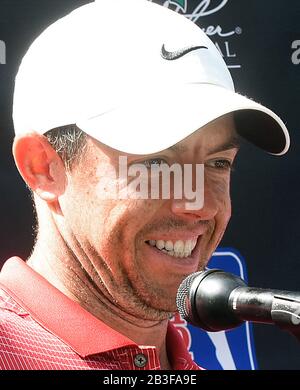 Orlando, États-Unis. 04 mars 2020. Rory McIlroy, golfeur professionnel d'Irlande du Nord, classé numéro un au monde, répond aux questions des médias lors de la ronde pro-Am à l'invitation Arnold Palmer présentée par Mastercard au Bay Hill Club & Lodge. Crédit: Sopa Images Limited/Alay Live News Banque D'Images