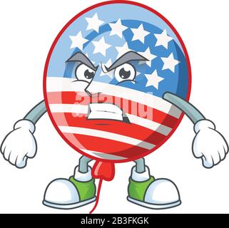 Le personnage de dessin animé des États-Unis raye le ballon avec le visage en colère Illustration de Vecteur