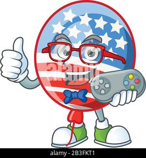 Un jeu attrayant États-Unis rayures ballon dessin de personnage de dessin animé Illustration de Vecteur