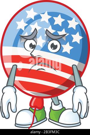 Personnage de dessin animé d'un ballon à rayures aux États-Unis ayant un visage peur Illustration de Vecteur