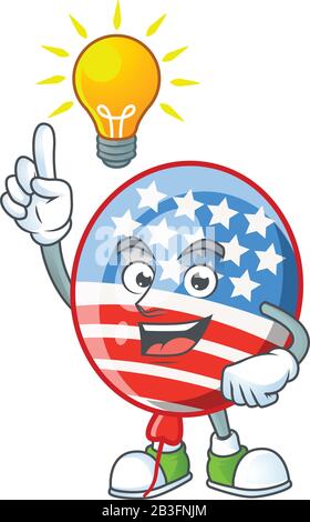 Le personnage de dessin animé à rayures Smart USA a une idée Illustration de Vecteur