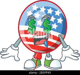 Style de personnage de dessin animé des États-Unis rayures ballon avec oeil d'argent Illustration de Vecteur