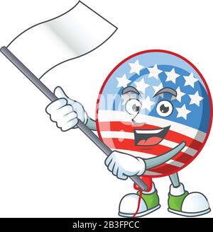 Drôle USA rayures ballon dessin de personnage de dessin animé avec un drapeau Illustration de Vecteur