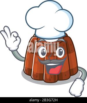 Le personnage de dessin animé au chocolat qui travaille comme chef et porte un chapeau blanc Illustration de Vecteur