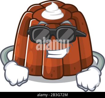Super cool chocolat pudding personnage portant des verres noirs Illustration de Vecteur