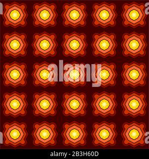 Motif Géométrique Transparent Des Polygones Et Des Étoiles. Motif Lumineux Rouge Et Jaune Sur Fond Sombre. Pour Motif, Textile, Tissu, Papier D'Emballage, La Illustration de Vecteur
