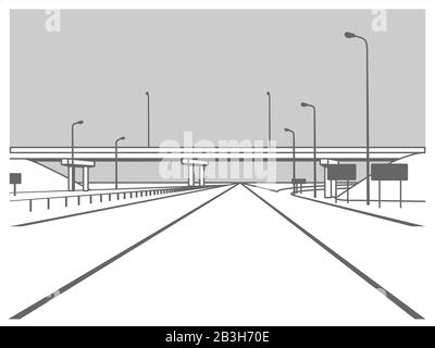 Dépassement. Jonction De Route. La Route Passe Sous Le Pont. Route Surélevée. Image Vectorielle Stylisée. Illustration de Vecteur